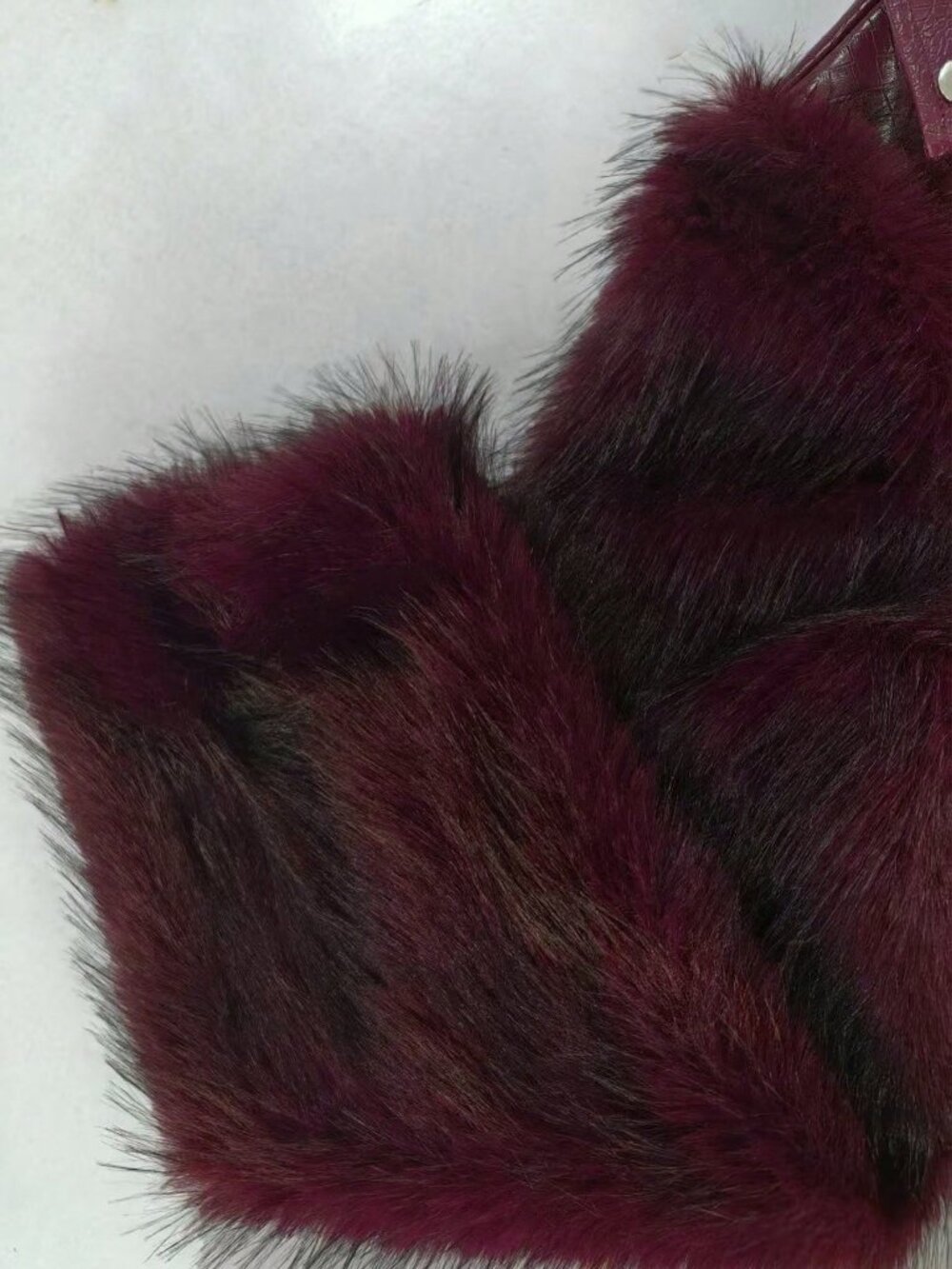 Burgundy Casual Women's Faux Fur Crocodile Jacket with Collar - Picture 5 of 6